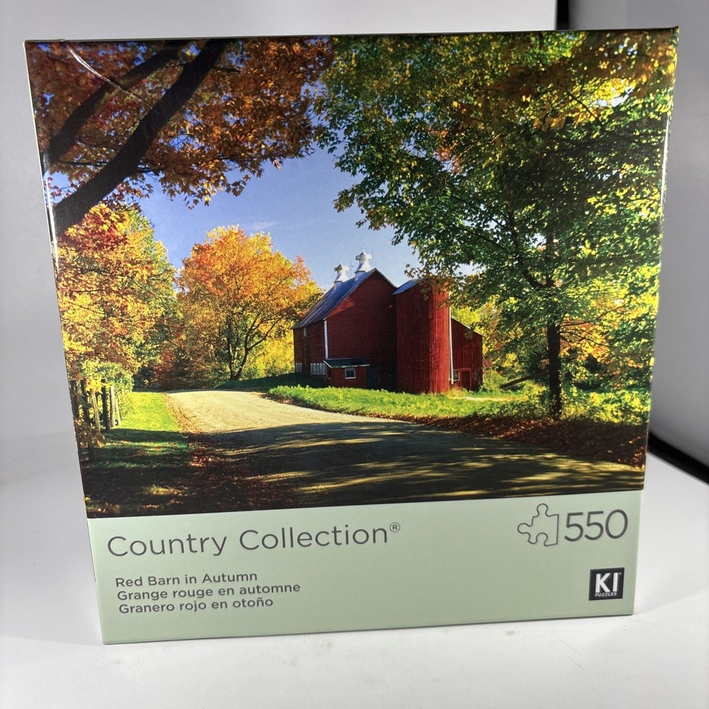 KI Puzzle 550 Pieces Country Collection Jigsaw Puzzle Red Barn In Autumn Road